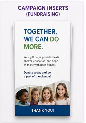Digital print sample: Campaign Inserts for Donor Appeals