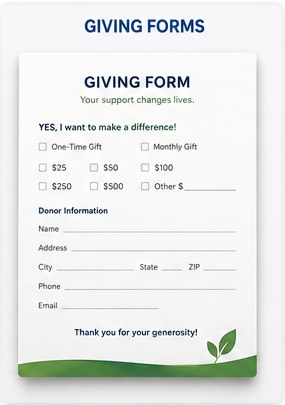 Digital print sample: Giving Forms for Donor Appeals