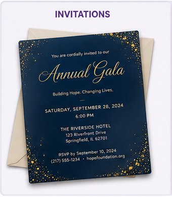 Digital print sample: Invitations for Events & Galas