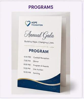 Digital print sample: Programs for Events & Galas