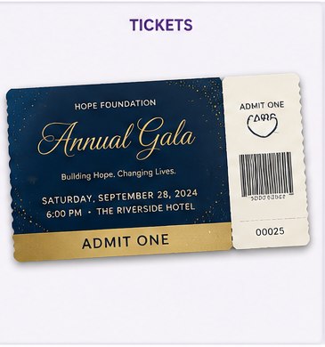 Digital print sample: Tickets for Events & Galas