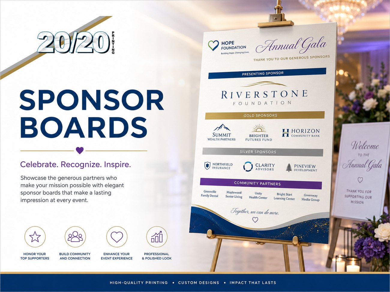 Digital print sample: Sponsor Boards for Events & Galas